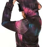 Volcom Women's 3D Stretch GORE-TEX Jacket - A black jacket with a subtle pink and blue tie-dye pattern on the front, back, and sleeves.