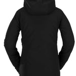 Volcom Women's 3D Stretch GORE-TEX Jacket 2022 - A black jacket with a hood, featuring a zippered front and two side pockets.