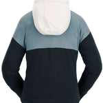 Volcom Women's Anorak Hoodie 2023 - A blue and black color-blocked hoodie with a white hood.