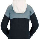 Volcom Women's Anorak Hoodie 2023 - A blue and black color-blocked hoodie with a white hood.
