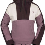 Volcom Women's Anorak Hoodie 2023 - A mauve hoodie with a zippered front and hood, featuring a small embroidered logo on the left chest.