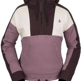 Volcom Women's Anorak Hoodie 2023 - A mauve hoodie with a zippered front and hood, featuring a small embroidered logo on the left chest.