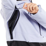 Volcom Women's Ashfield Pullover Jacket - A light purple jacket with a black zipper and two zippered pockets on either side.