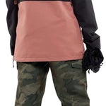 Volcom Women's Ashfield Pullover Jacket - A black jacket with a salmon-colored stripe across the chest and hood.