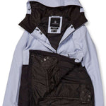 Volcom Women's Ashfield Pullover Jacket - A light blue jacket with a hood, featuring a zipper and two pockets on the front.