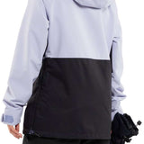 Volcom Women's Ashfield Pullover Jacket - A light gray jacket with a darker gray panel across the bottom and a hood.
