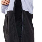 Volcom Women's Ashfield Pullover Jacket - A light gray jacket with a black zipper and black trim around the hood.