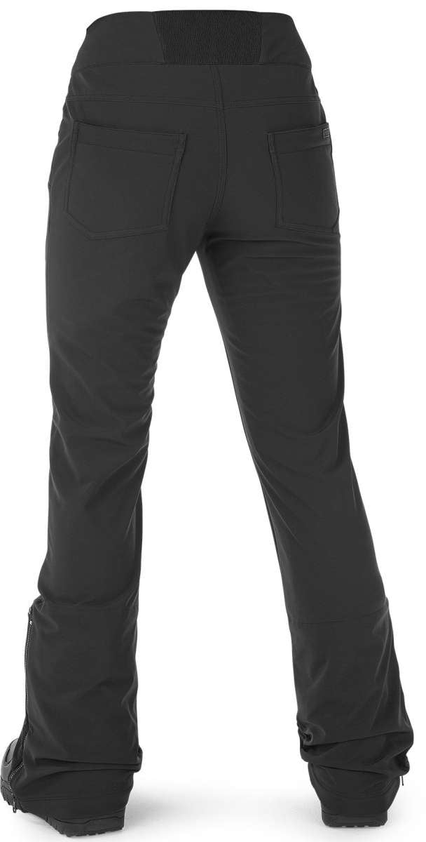 Volcom Women's Battle Stretch High Rise Pants 2023 - Black pants with a high rise and stretch material, featuring two back pockets.