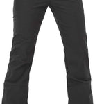 Volcom Women's Battle Stretch High Rise Pants 2024 - Black pants with zippered pockets and a high-rise waistband.