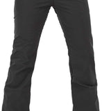 Volcom Women's Battle Stretch High Rise Pants 2024 - Black pants with zippered pockets and a high-rise waistband.