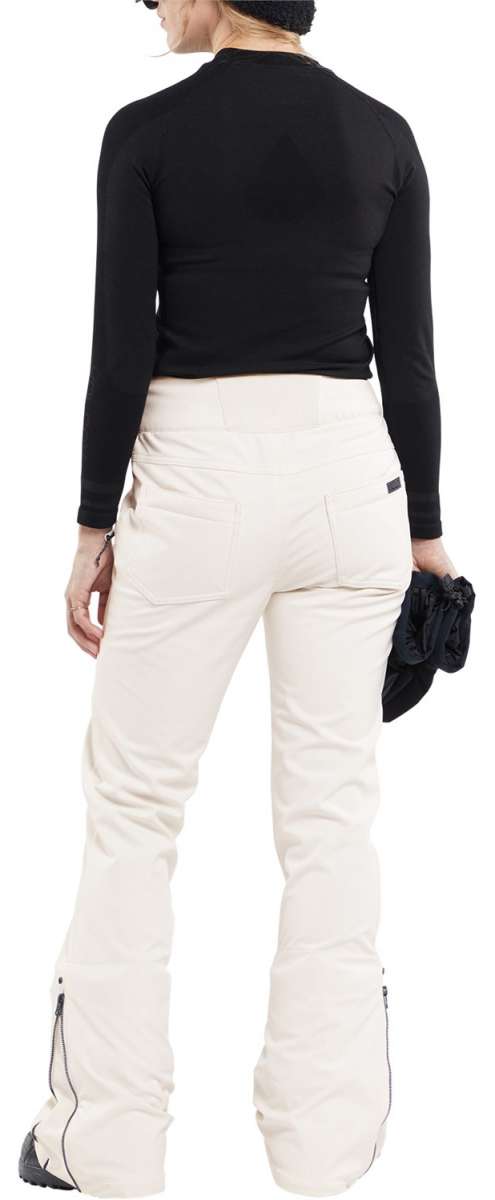Volcom Women's Battle Stretch High Rise Pants 2024 - Black snow pants with a high rise waist and zippered pockets.