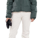 Volcom Women's Battle Stretch High Rise Pants 2024 - Dark green pants with a high rise waist and stretchy material.