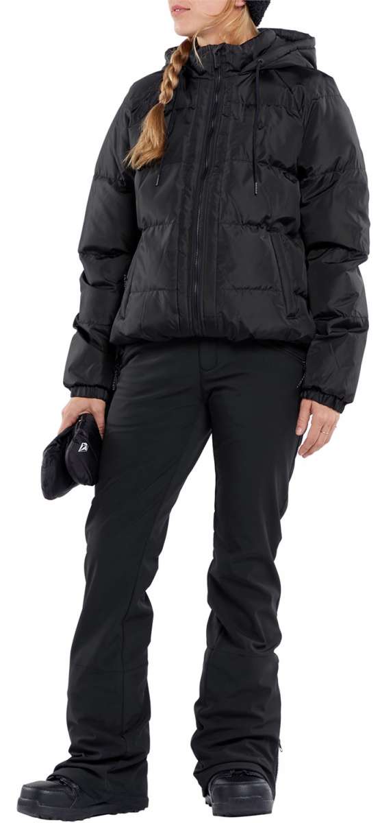 Volcom Women's Battle Stretch High Rise Pants 2024 - Black pants with a high rise and stretch material.