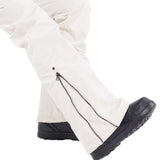 Volcom Women's Battle Stretch High Rise Pants 2024 - White snow pants with black zipper on left leg.