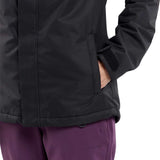 Volcom Women's Bolt Insulated Jacket 2024 - A black jacket with a zippered chest pocket and two side pockets, featuring a quilted pattern on the back.