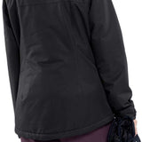 Volcom Women's Bolt Insulated Jacket 2024 - A black jacket with a hood, featuring a zippered front and two side pockets.