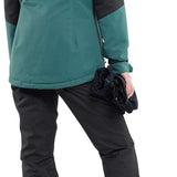 Volcom Women's Bolt Insulated Jacket - A green jacket with a hood, featuring black accents on the shoulders and upper arms.