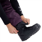 Volcom Women's Bridger Insulated Pant 2024 - Black insulated snow pants with a subtle white pattern on the side of the leg.