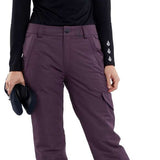 Volcom Women's Bridger Insulated Pant - Black snow pants with white logo on left thigh and black zipper pull.