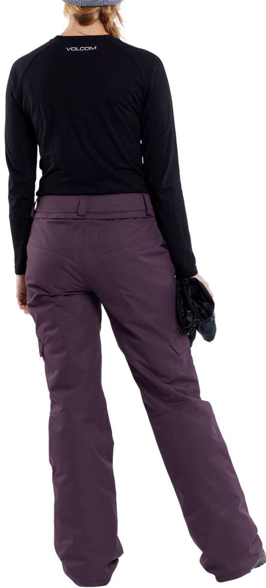 Volcom Women's Bridger Insulated Pant 2024 - Black insulated ski pants with a subtle white logo on the left thigh.