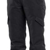 Volcom Women's Bridger Insulated Pant - Black insulated snowboard pants with a zippered pocket on the side of one leg.