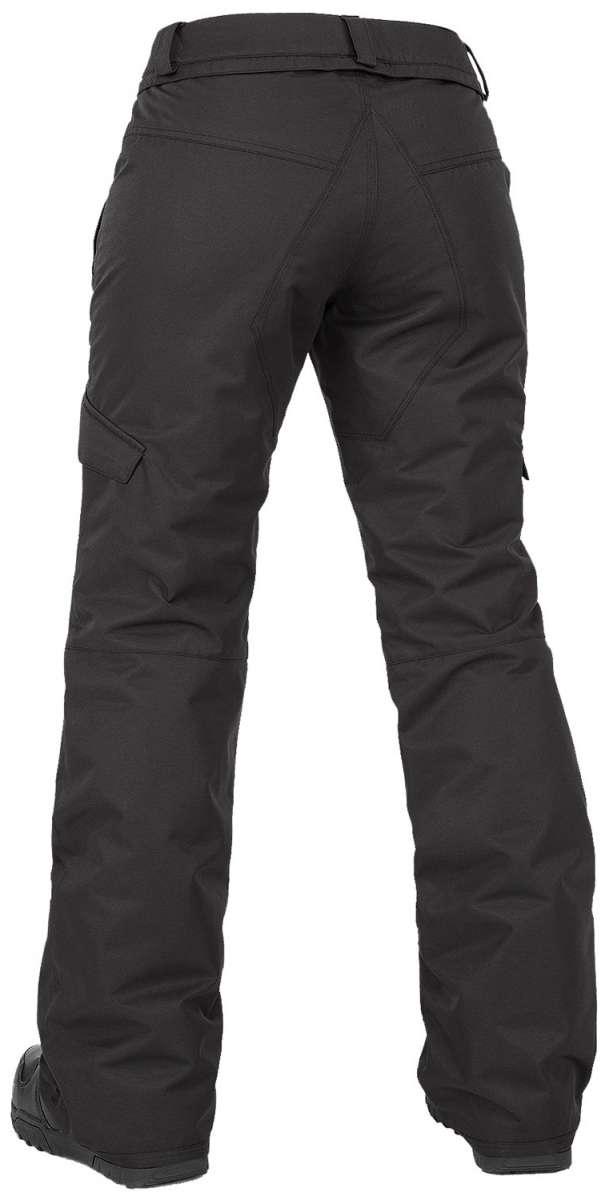 Volcom Women's Bridger Insulated Pant 2024 - Black insulated ski pants with zippered pockets and adjustable cuffs.