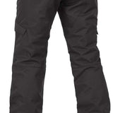 Volcom Women's Bridger Insulated Pant 2024 - Black insulated ski pants with zippered pockets and adjustable cuffs.