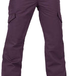 Volcom Women's Bridger Insulated Pant 2024 - Dark-colored, insulated snow pants with zippered pockets and adjustable cuffs.