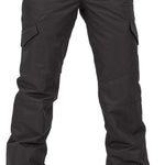 Volcom Women's Bridger Insulated Pant 2024 - Black snow pants with zippered pockets and adjustable cuffs.
