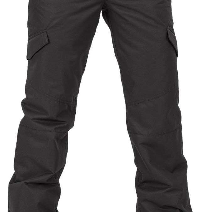 Volcom Women's Bridger Insulated Pant 2024 - Black snow pants with zippered pockets and adjustable cuffs.