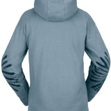 Volcom Women's Costus Pull-Over Fleece 2023 - A light blue fleece hoodie with a kangaroo pocket and drawstring hood.