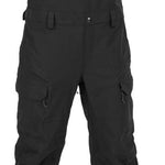 Volcom Women's Creston 3D Stretch Bib Pant - Black bib pants with a subtle pattern of thin, darker lines on the upper thigh area.