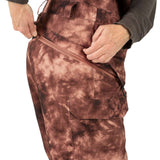 Volcom Women's Creston 3D Stretch Bib Pant 2024 - Brown bib pant with a subtle floral pattern on the side pockets and belt loops.