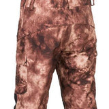 Volcom Women's Creston 3D Stretch Bib Pant - Brown bib pants with a subtle floral pattern on the upper thigh area.