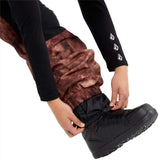 Volcom Women's Creston 3D Stretch Bib Pant 2024 - Black bib pant with a subtle pattern of thin, darker lines on the upper thigh area.