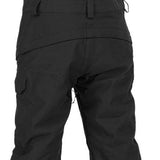 Volcom Women's Creston 3D Stretch Bib Pant - Black bib pant with a subtle leopard pattern on the backside of the right leg.