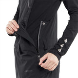 Volcom Women's Elm Stretch GORE-TEX Bib Pant 2024 - Black bib pant with diagonal white logo on left thigh and black stretch fabric.