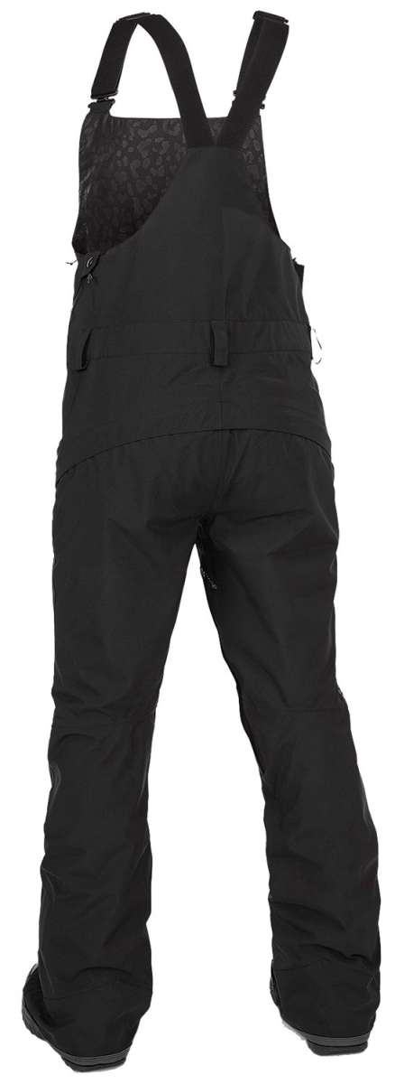 Volcom Women's Elm Stretch GORE-TEX Bib Pant 2024 - Black bib pant with a subtle floral pattern on the upper thigh area.