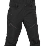 Volcom Women's Elm Stretch GORE-TEX Bib Pant - Black bib pant with diagonal white and blue stripes on the side of the leg.