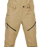 Volcom Women's Elm Stretch GORE-TEX Bib Pant - Beige bib pants with black zippers and adjustable straps.