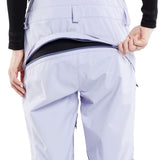 Volcom Women's Elm Stretch GORE-TEX Bib Pant - Black bib pant with white logo on left thigh and black stretch material at waistband.