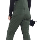 Volcom Women's Elm Stretch GORE-TEX Bib Pant - Dark green bib pant with a stretchy material and GORE-TEX logo on the left leg.