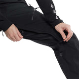 Volcom Women's Elm Stretch GORE-TEX Bib Pant 2024 - Black bib pant with white logo on left thigh and black zipper pull.
