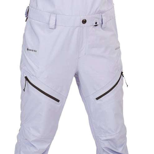 Volcom Women's Elm Stretch GORE-TEX Bib Pant - White bib pant with black zippers and adjustable straps.