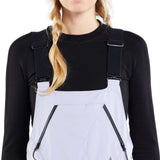 Volcom Women's Elm Stretch GORE-TEX Bib Pant - White bib pant with black straps and a small logo on the right leg.