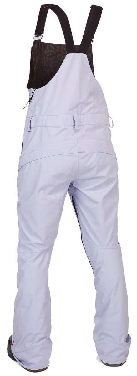 Volcom Women's Elm Stretch GORE-TEX Bib Pant - White bib pant with black straps and a subtle floral pattern on the upper back.