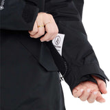 Volcom Women's Fern Insulated GORE-TEX Pullover 2024 - A black insulated jacket with a white logo on the left chest and a zipper closure.