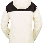 Volcom Women's Fern Insulated GORE-TEX Pullover 2024 - A cream-colored pullover with a black band across the chest and hood, featuring a zippered front and two side pockets.