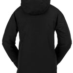 Volcom Women's Fern Insulated GORE-TEX Pullover 2024 - A black insulated pullover jacket with a hood, featuring a zippered front and two side pockets.