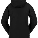 Volcom Women's Fern Insulated GORE-TEX Pullover 2024 - A black insulated pullover jacket with a hood, featuring a zippered front and two side pockets.